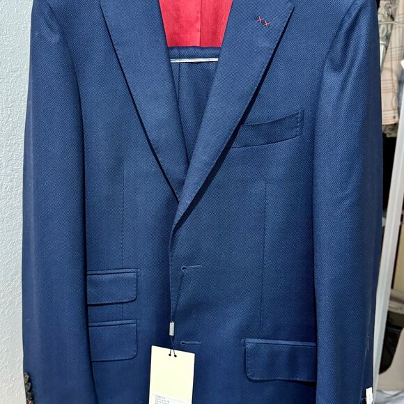 SuitSupply Other - SuitSupply Model-Sienna Flat Front Slim Cut Birds Eye Suit